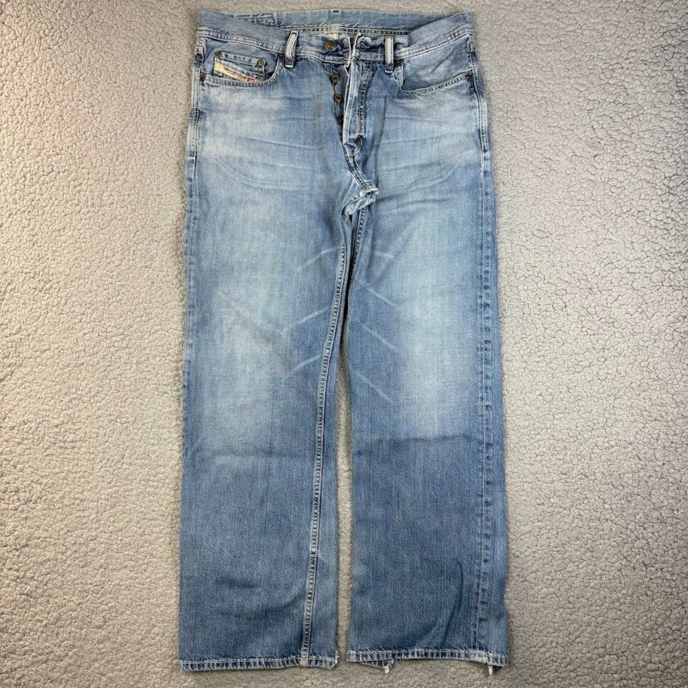 Diesel Jeans Mens 31x31 (34x31) Blue Service Spa Denim  * DESTROYED DISTRESSED *